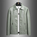 New men's trendy coat leather jacket, PU jacket, black, light green optional, Asian size M-7XL
