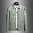 New men's trendy coat leather jacket, PU jacket, black, light green optional, Asian size M-7XL