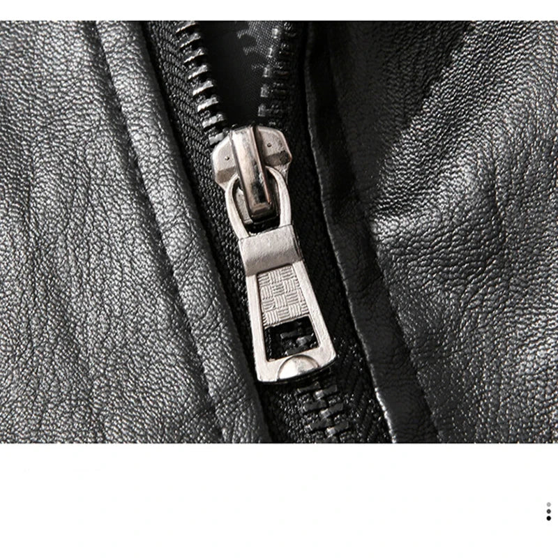 New men's trendy coat leather jacket, PU jacket, black, light green optional, Asian size M-7XL