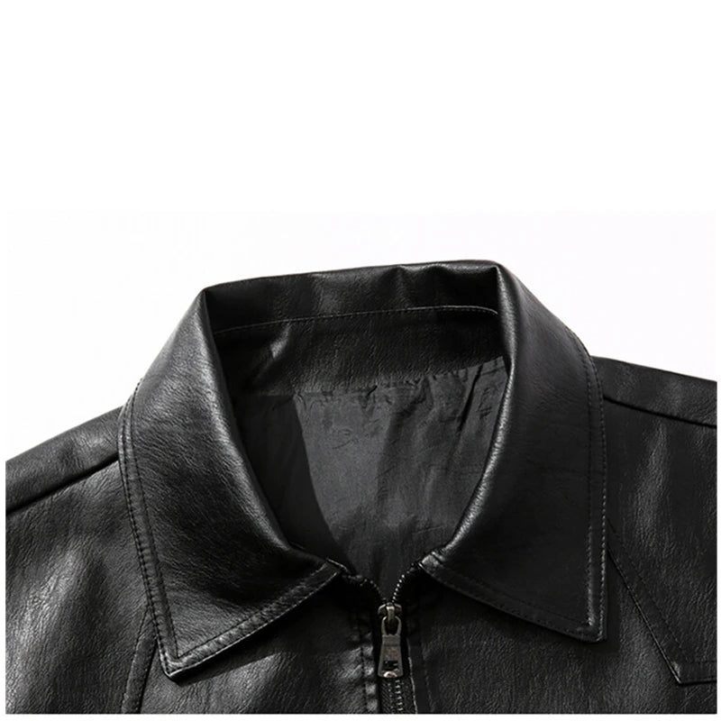 New men's trendy coat leather jacket, PU jacket, black, light green optional, Asian size M-7XL
