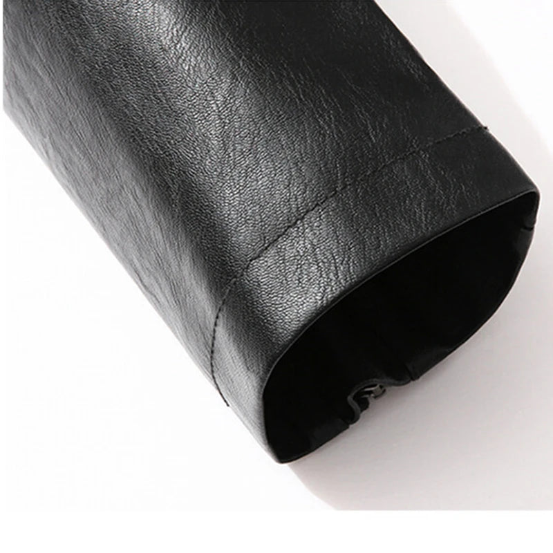 New men's trendy coat leather jacket, PU jacket, black, light green optional, Asian size M-7XL